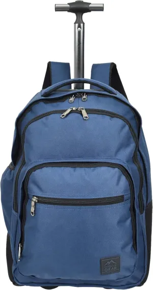 Cabin Size Backpack with Wheels Hiking Trekking Camping Rucksack with Telescopic Handle Vulcan, Navy, Cabin