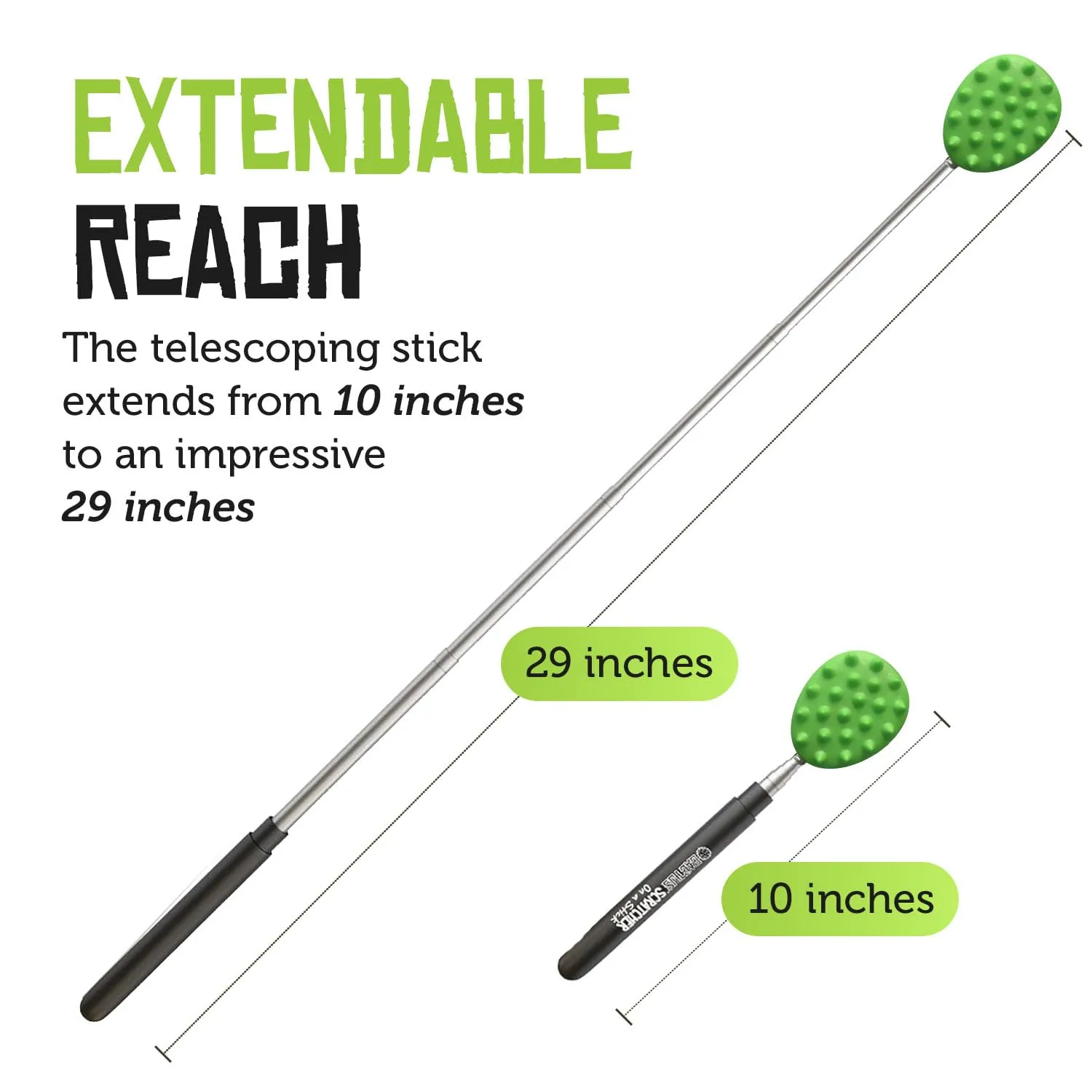 Cactus Scratcher Extendable Big Back Scratcher, Long Stick Double-Sided Itch Reliever for Back, Head & Body for Men & Women, Mother's Day Gifts, Extends Up to 29 Inches (Green)