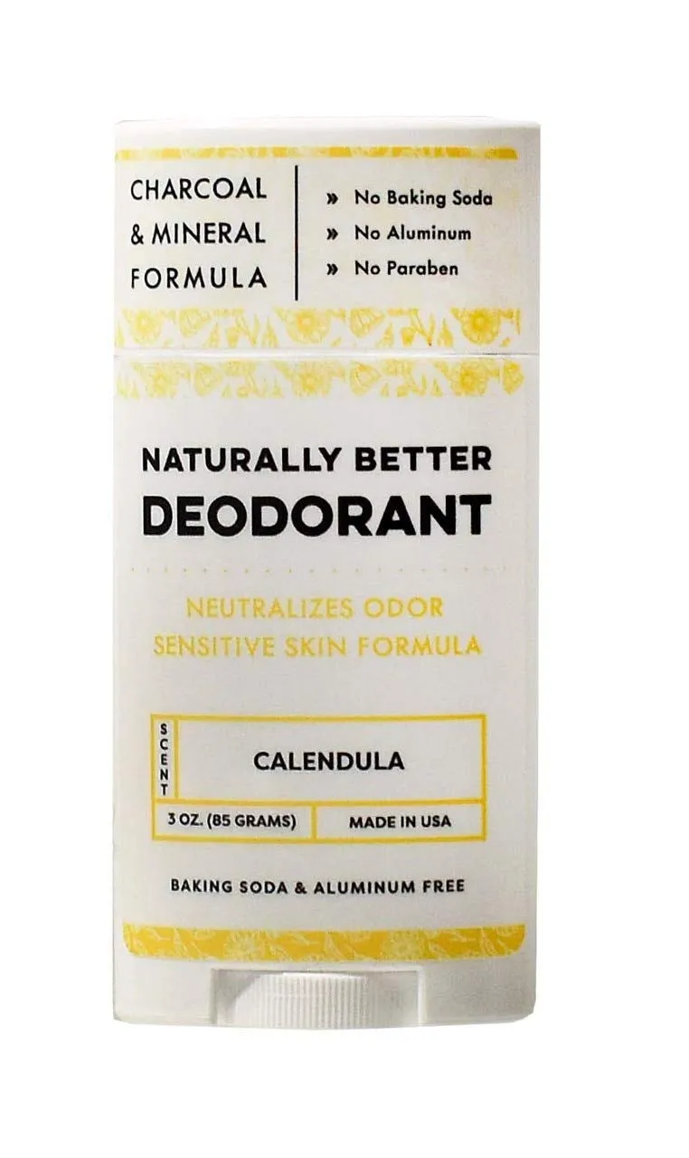 Calendula Naturally Better Deodorant - Sensitive Skin Formula, Aluminum-Free, Baking Soda-Free, All-Natural, Magnesium & Activated Charcoal, Plant-Derived, Made in USA by DAYSPA Body Basics