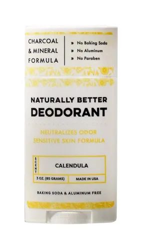 Calendula Naturally Better Deodorant - Sensitive Skin Formula, Aluminum-Free, Baking Soda-Free, All-Natural, Magnesium & Activated Charcoal, Plant-Derived, Made in USA by DAYSPA Body Basics