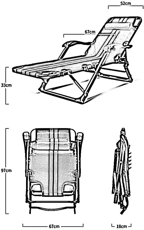 Camping Chairs Garden Loungers Folding Chair Deck Chair Recliner, Folding Sun Lounger - Office Sleep Multi-Function Adjustable Back Portable Beach Lazy Chair 178x65x33cm (Color, C),B