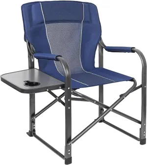 Camping Directors Chair,Folding Director Side Table for Adults Portable Camp Chairs for Outdoor with Cup Holder for Outdoor Camping, Lawn, Picnic and Fishing, Supports 400lbs(Blue)