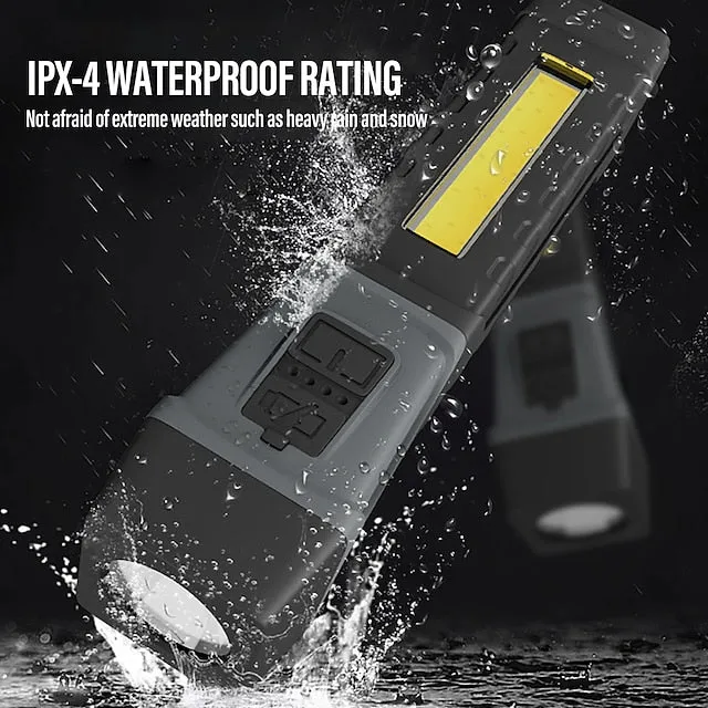 Camping Fishing LED Flashlight USB Rechargeable COB Work Lamp with Magnet Waterproof Torch Adjustable Lamp Head Powerful Lantern