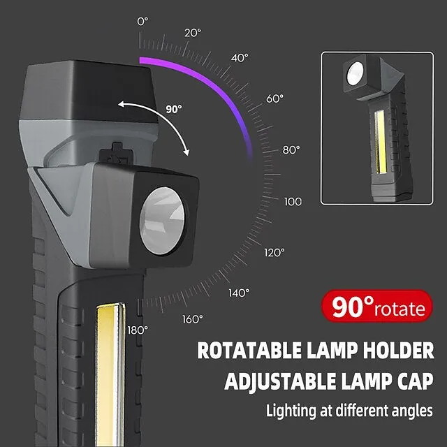Camping Fishing LED Flashlight USB Rechargeable COB Work Lamp with Magnet Waterproof Torch Adjustable Lamp Head Powerful Lantern