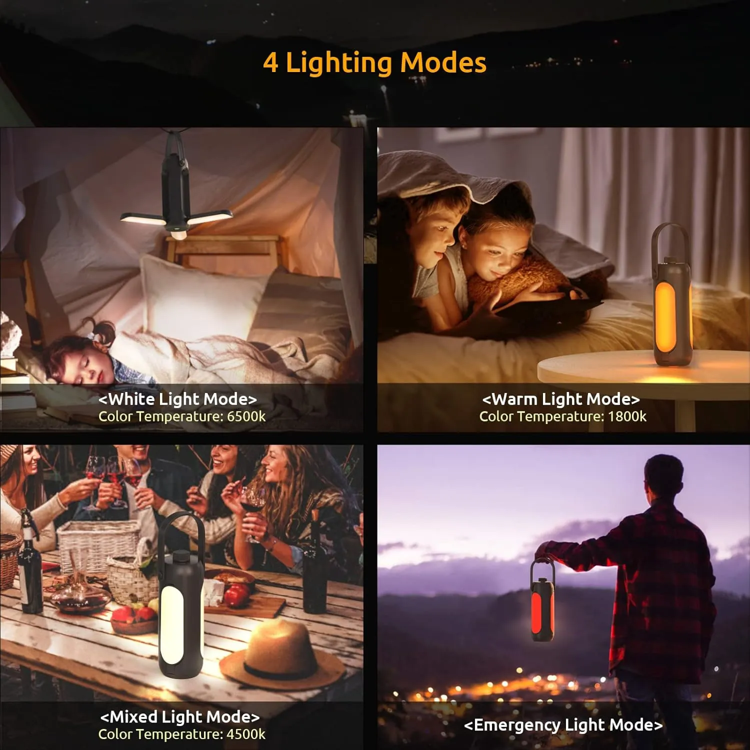 Camping Lantern 720LM with Flashlight Design 10000mAh Rechargeable