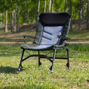 Camping Lounge Chair, Portable Folding Reclining Camping Chair with Adjustable backrest for Indoor and Outdoor Camping Beach Hiking Fishing (Black Grey,Green)