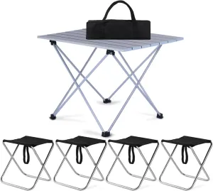 Camping Table Chairs Small Outdoor Folding Table Set, Portable Aluminum Picnic Table, Suitable for Fishing, Barbecue and Hiking 56x40x40cm (Color : White, Size : Package 3)