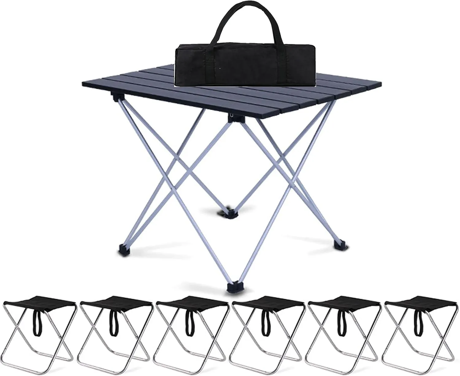 Camping Table Chairs Small Outdoor Set, Portable Aluminum Picnic Table, Suitable for Fishing, Barbecue and Hiking 56x40x40cm
