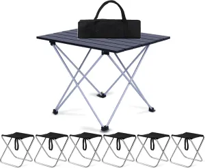 Camping Table Chairs Small Outdoor Set, Portable Aluminum Picnic Table, Suitable for Fishing, Barbecue and Hiking 56x40x40cm