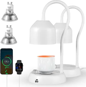 Candle Warmer Lamp, Dimmable Candle Lamp, 360°Adjustable Gooseneck Jar Candle Warmers Lantern,Compatible with Small & Large Candle, 2 Bulbs Included (White)