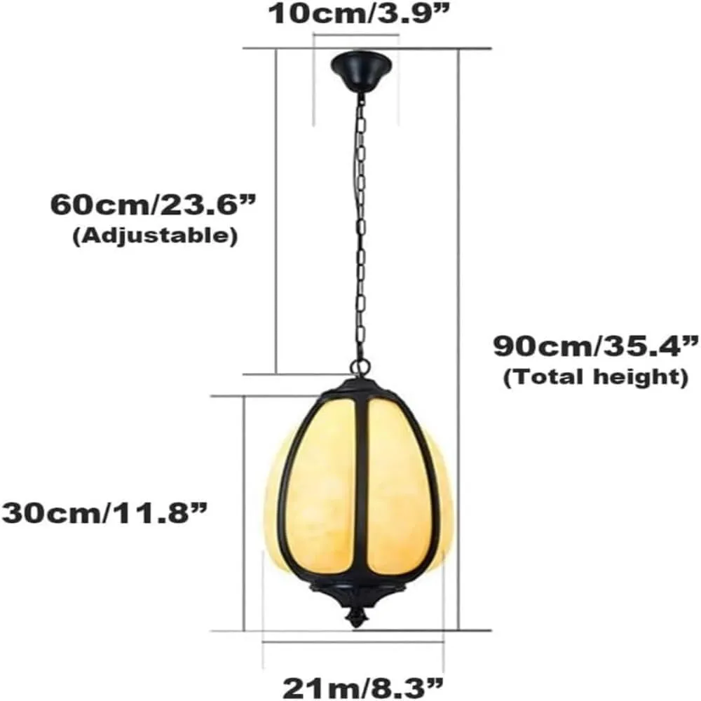 Carambola Shape Suspension Lamp, Retro Outside Fence Villa Park E26/E27 Edison Pendant Lights with Marble Shade and Adjustable Chain for P,One Color-8.3IN