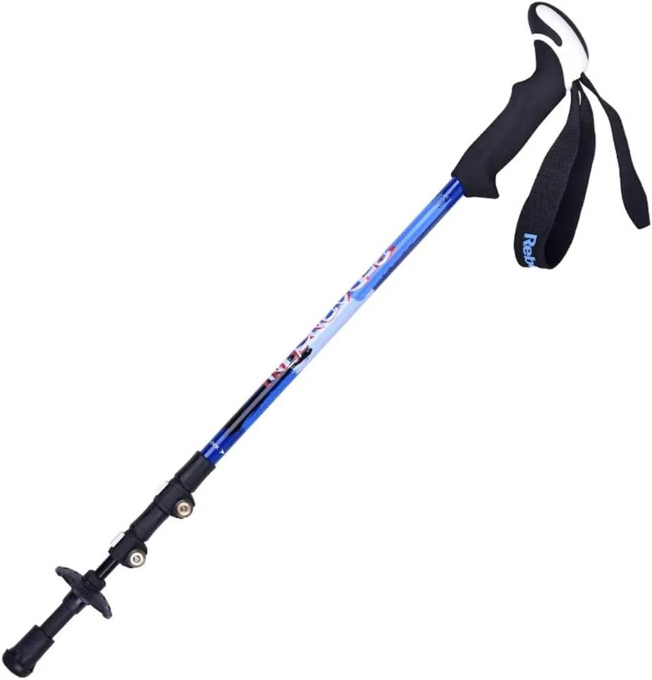 Carbon Fiber Trekking Pole Foldable Lightweight Shock Absorbing Telescopic and Running Stick with Natural Cork Handle Quick Lock Suitable for Hiking Camping Etc.