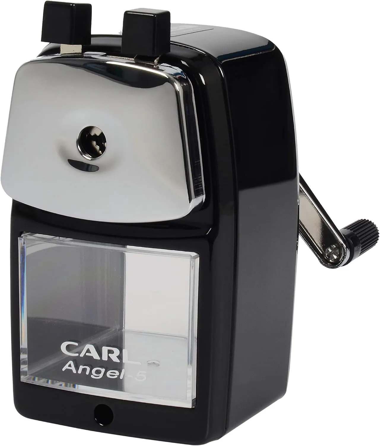 Carl Angel-5 Manual Pencil Sharpener with Metal Table Mount. Quiet for The Classroom, Home & Office, Black (CUI19018)