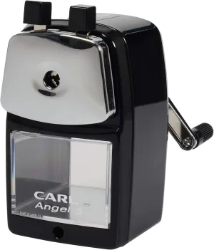 Carl Angel-5 Manual Pencil Sharpener with Metal Table Mount. Quiet for The Classroom, Home & Office, Black (CUI19018)