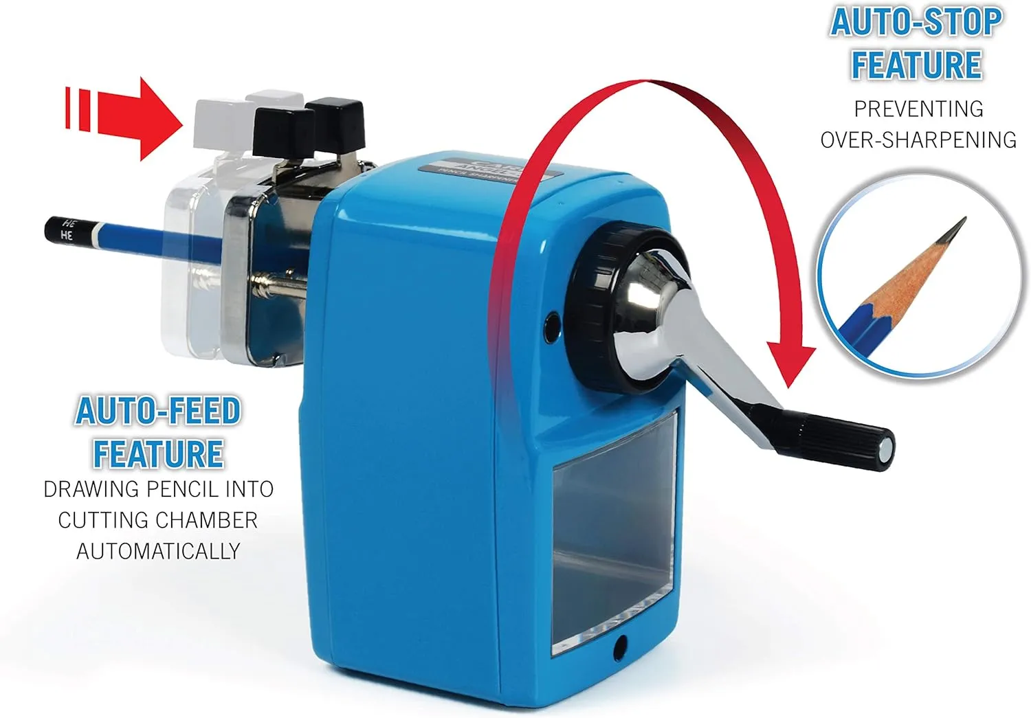 Carl Angel-5 Manual Pencil Sharpener with Metal Table Mount. Quiet for The Classroom, Home & Office, Black (CUI19018)