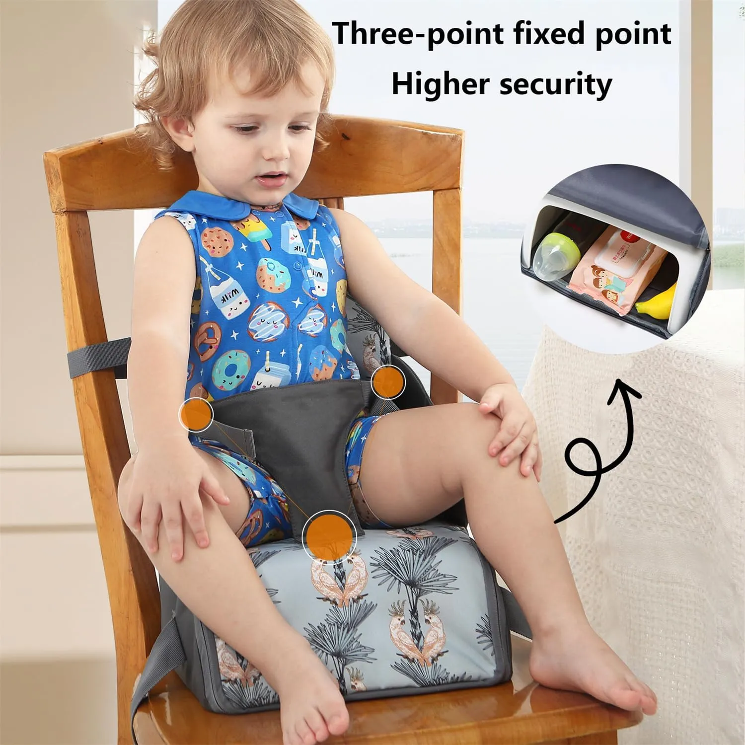 Chair Pad to Raise Seat Height, Dining Table Chair Seat Protector, Large Capacity Mommy Bag Shoulder Diaper Bag (Grey Diamond Grid,Standard)