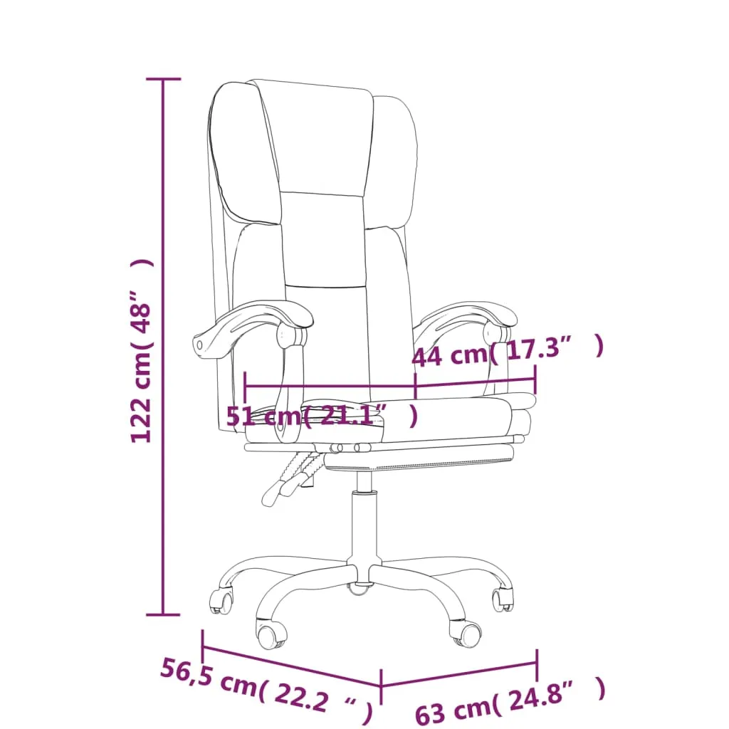 Chair Reclining Desk Chair with Wheels for Living Room Faux Leather