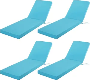 Chaise Lounge Cushion Outdoor, Waterproof and Stain-Resistant Lounge Deck Reclining Chair Cushions for Patio Furniture Lawn Pool Resort Hotel, 80x26x3 Inch, Set of 4, Teal