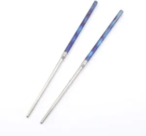 Chopsticks, Foldable Portable Titanium Chopsticks with Carry Bag, Tableware for Outdoor Camping Picnic (Sky-Blue)