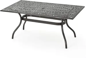 Christopher Knight Home Phoenix Cast Aluminum Rectangle Table, Hammered Bronze