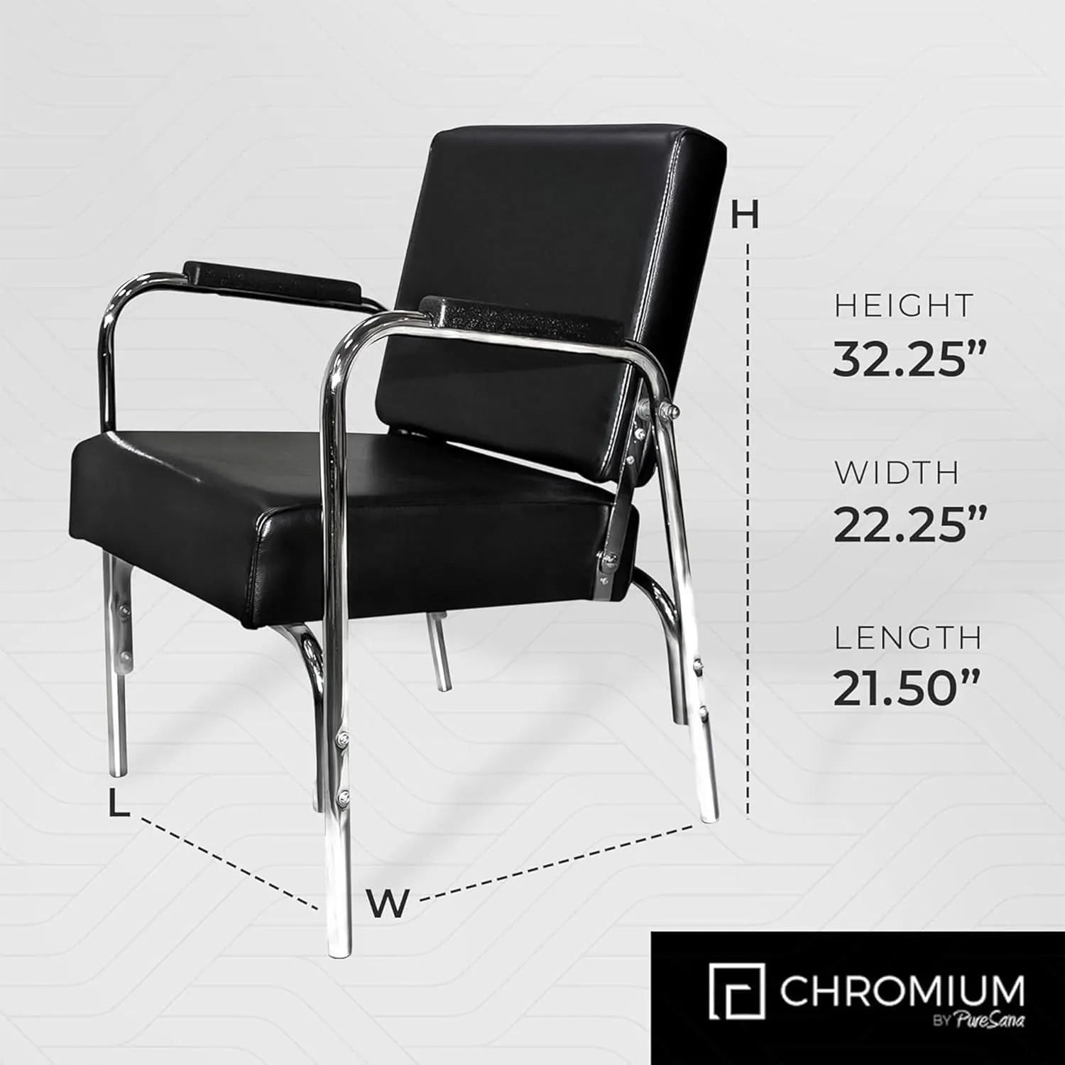 Chromium 'Ella' Professional Auto Recline Shampoo Chair [5028] by PureSana, Premium Vinyl Material, High Density Foam Cushions and Durable Steel Construction.