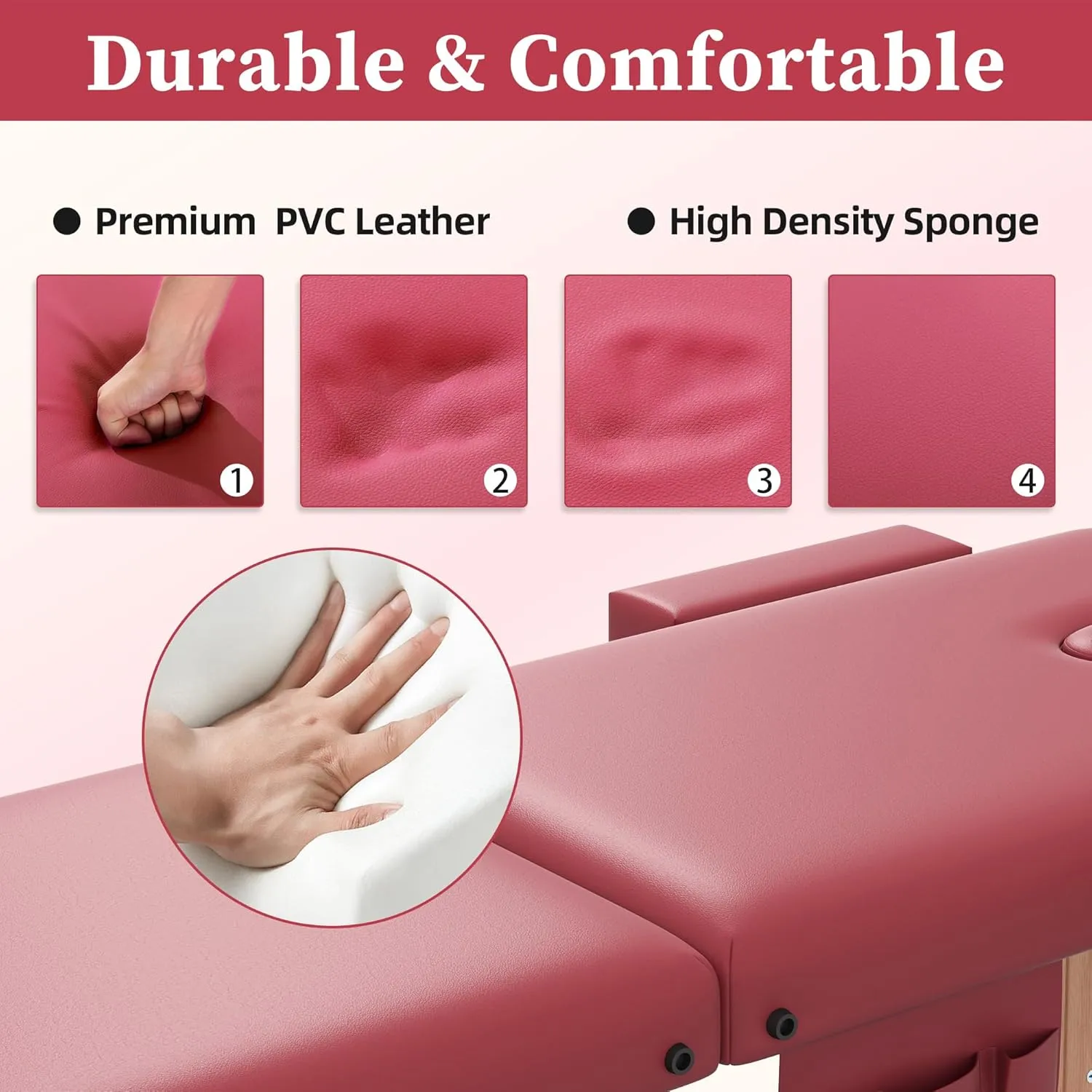 civama Massage Table Massage Bed Portable, 29 LBs Light Weight Foldable Tattoo Facial Care Spa Lash Bed Aluminum Frame with Accessories Carrying Bag, Burgundy