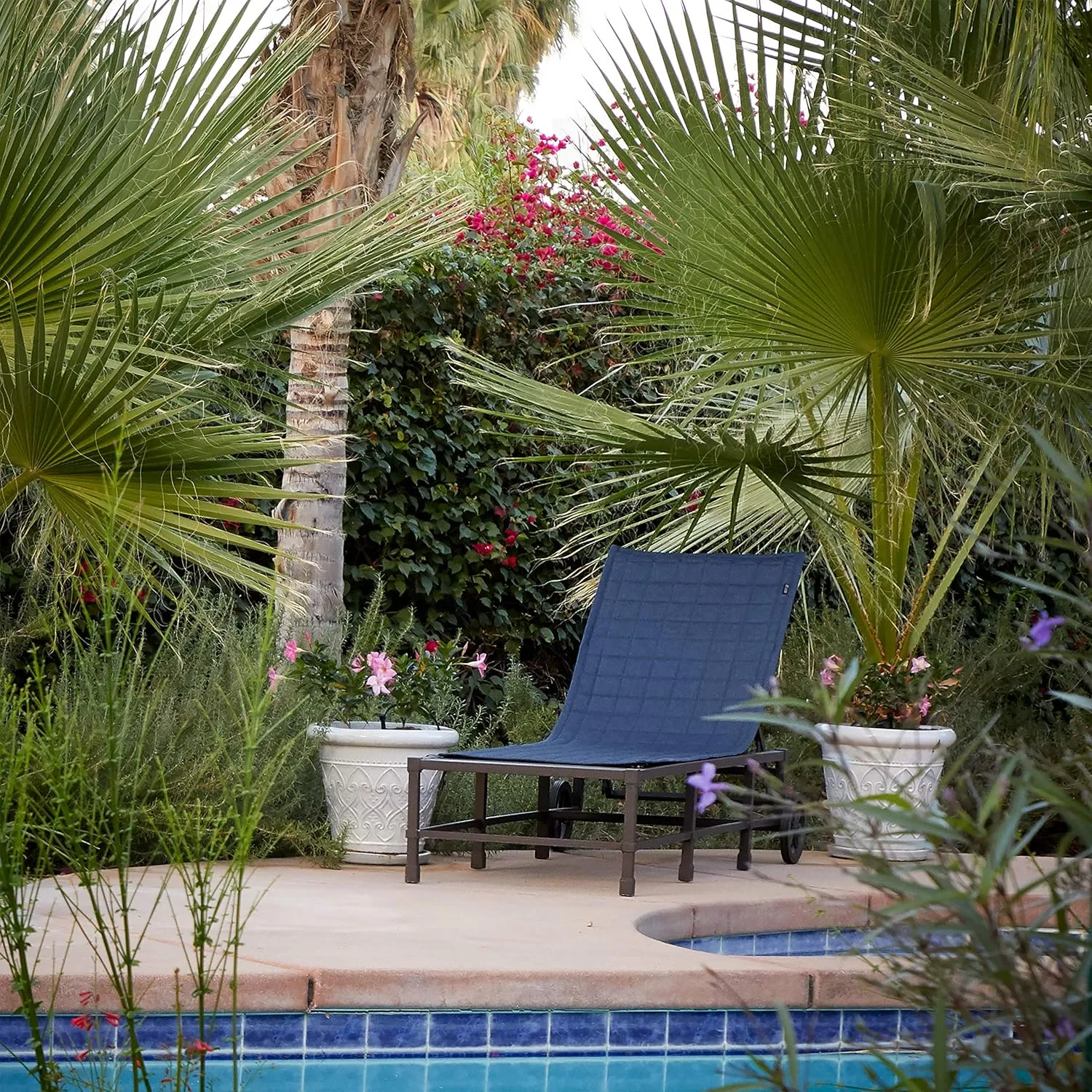 Classic Accessories Montlake Water-Resistant 80 Inch Patio Chaise Lounge Slipcover, Heather indigo, Patio Furniture Covers