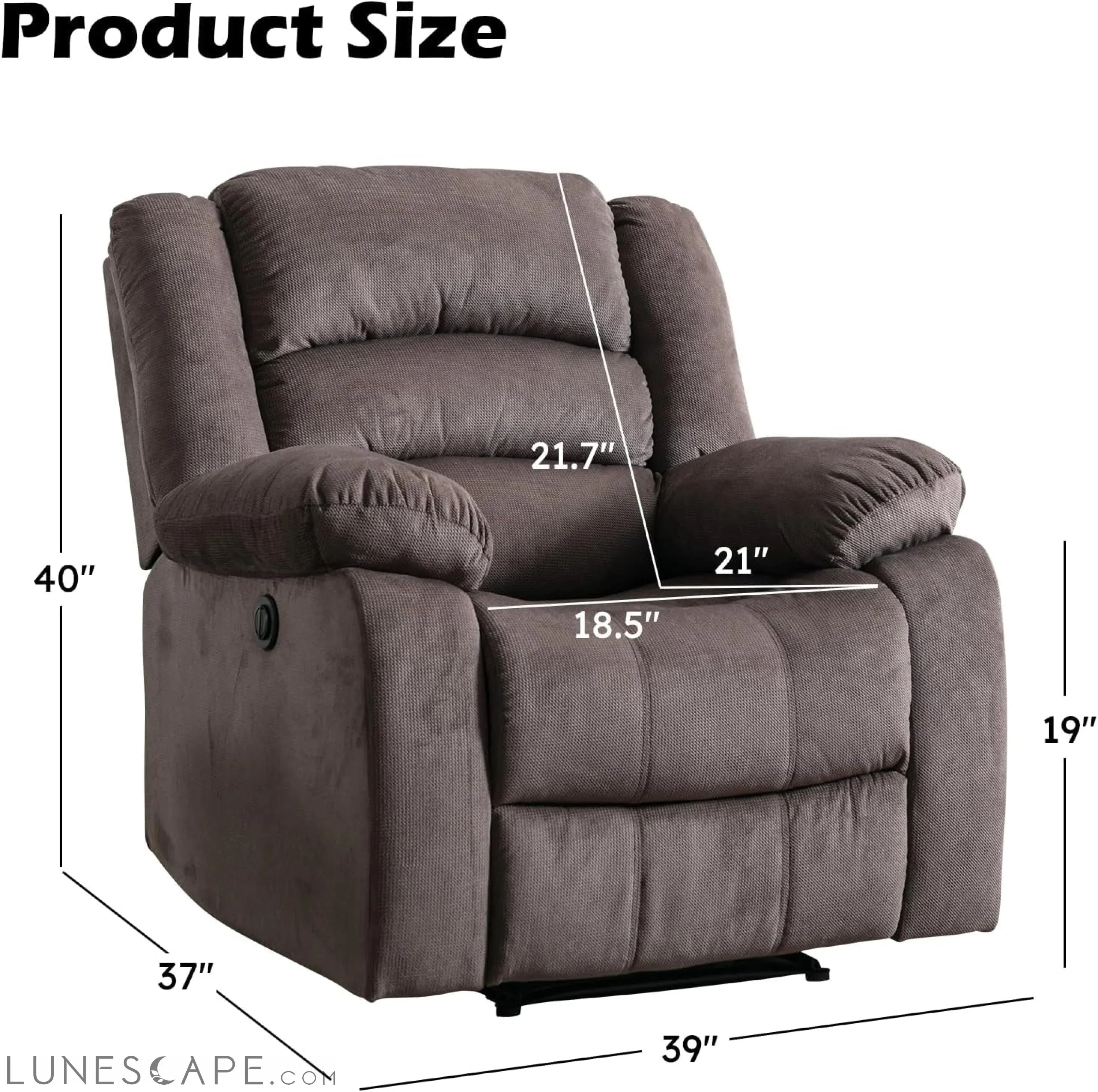 Classic Power Recliner Chair, Oversized Electric Reclining Chair with