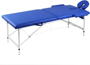 Comfortable and Adjustable Foldable Massage Table for Home and Professional Use, Aluminum Frame, Padded Foam, Blue