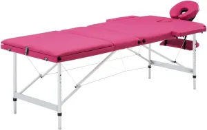 Comfortable and Adjustable Foldable Massage Table for Home or Professional Use, 3 Zones, Aluminum Frame, Pink