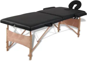 Comfortable and Adjustable Foldable Massage Table with Wooden Frame, Durable Foam Padding, Portable Design, Black