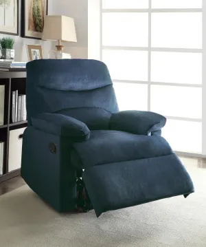 Comfortable Blue Recliner Chair with Memory Foam Seating and Pillow Top Arms for Living Room Relaxation
