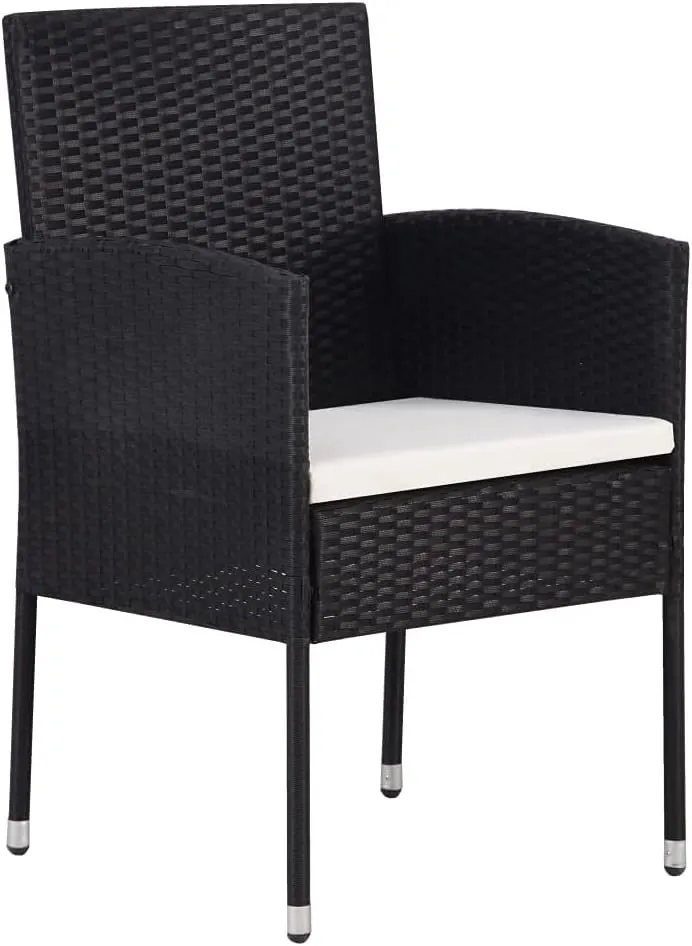 Comfortable Chair Camping Chair Patio Chairs Outdoor Patio Chairs - Patio Chairs with Cream White Cushions 2 pcs Black Poly Rattan for Garden Outside Beaches Terrace