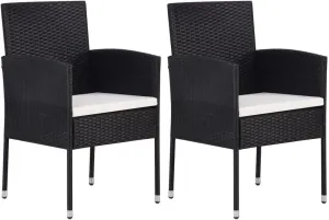 Comfortable Chair Camping Chair Patio Chairs Outdoor Patio Chairs - Patio Chairs with Cream White Cushions 2 pcs Black Poly Rattan for Garden Outside Beaches Terrace