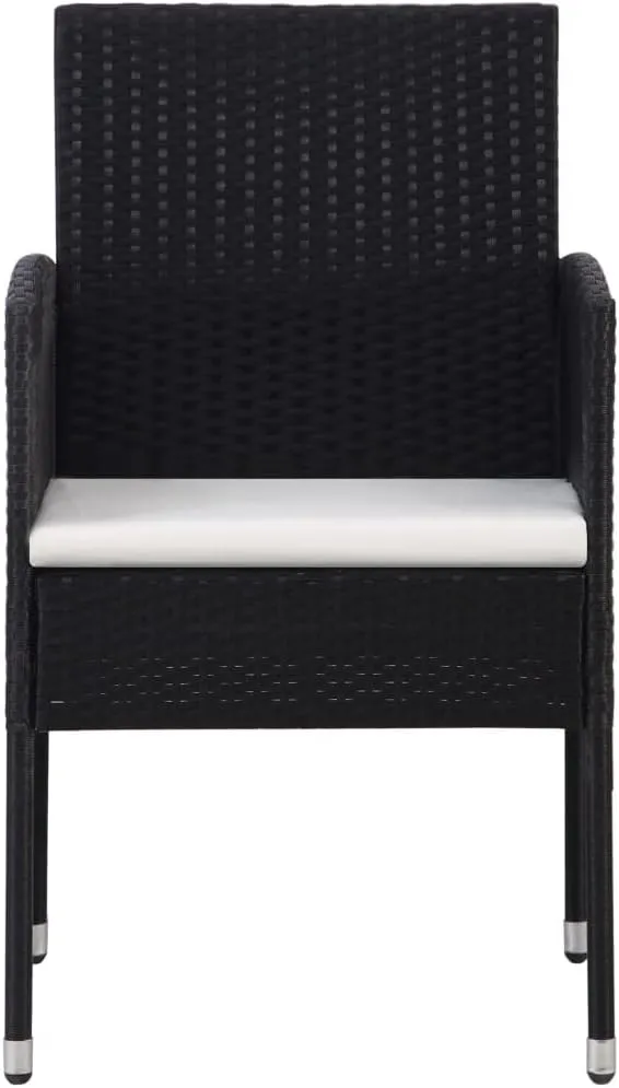 Comfortable Chair Camping Chair Patio Chairs Outdoor Patio Chairs - Patio Chairs with Cream White Cushions 2 pcs Black Poly Rattan for Garden Outside Beaches Terrace