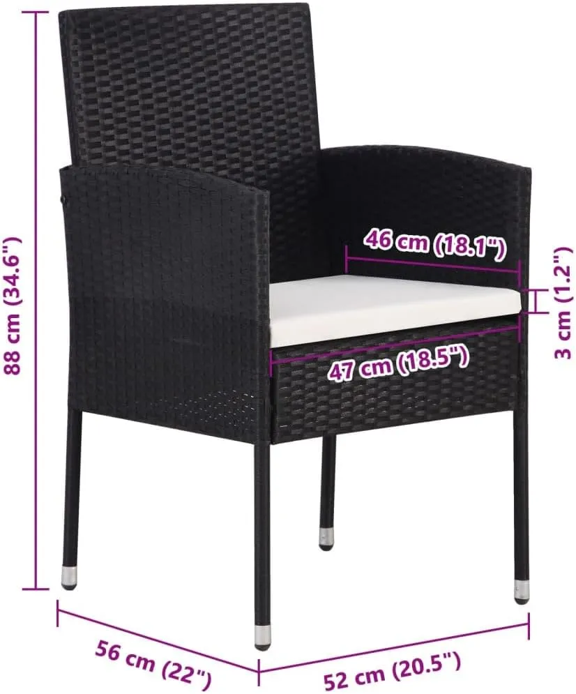 Comfortable Chair Camping Chair Patio Chairs Outdoor Patio Chairs - Patio Chairs with Cream White Cushions 2 pcs Black Poly Rattan for Garden Outside Beaches Terrace
