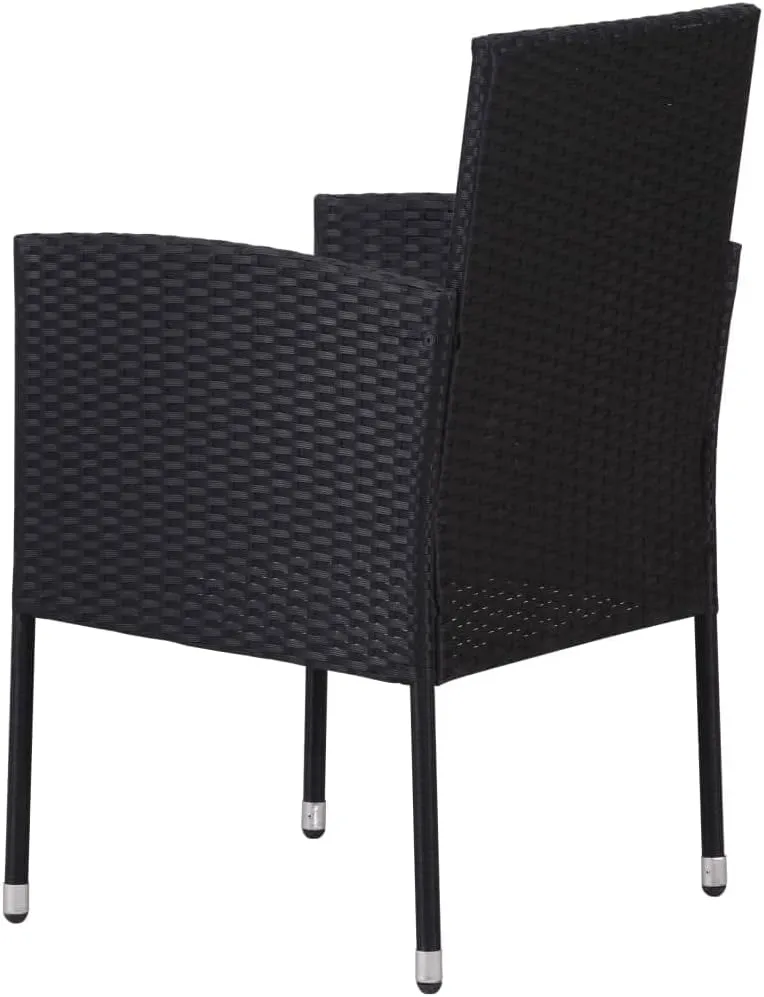 Comfortable Chair Camping Chair Patio Chairs Outdoor Patio Chairs - Patio Chairs with Cream White Cushions 2 pcs Black Poly Rattan for Garden Outside Beaches Terrace
