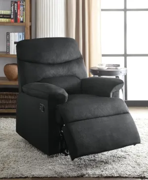 Comfortable Motion Recliner Chair with Pillow Top Armrests, Manual Handle, Black Fabric