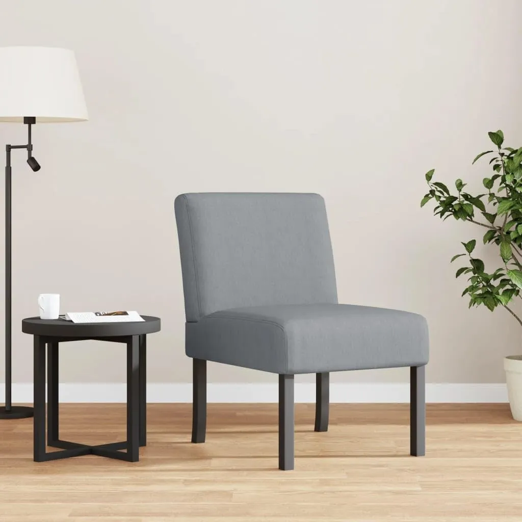 Comfortable Slipper Chair in Light Gray Fabric for Cozy Spaces, Supportive Design with Sturdy Wooden Legs