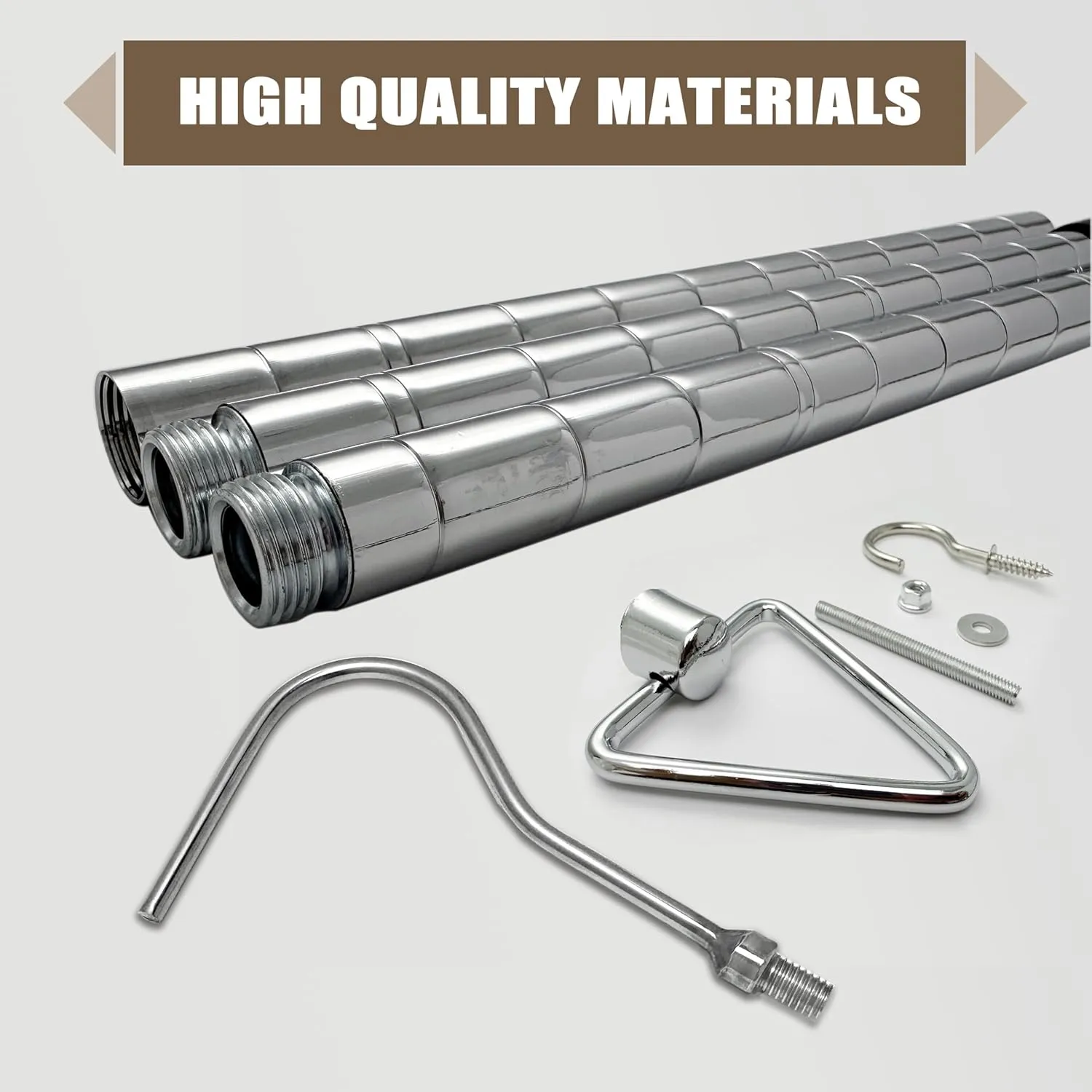 Complete Ladder Pull Down System Kit, Attic Pull System Hook Set Replacement for Cord Ropes with 48.4 Inch Extension Pole and Copper Storage Hook Handle Parts Tool