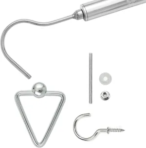 Complete Ladder Pull Down System Kit, Attic Pull System Hook Set Replacement for Cord Ropes with 48.4 Inch Extension Pole and Copper Storage Hook Handle Parts Tool