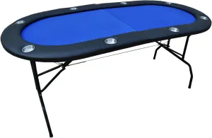 Convenient 73-Inch Oval Foldable Casino Game Table in Green Felt, Seats Up to 8 Players, Cushioned Rails, Built-in Cup Holders