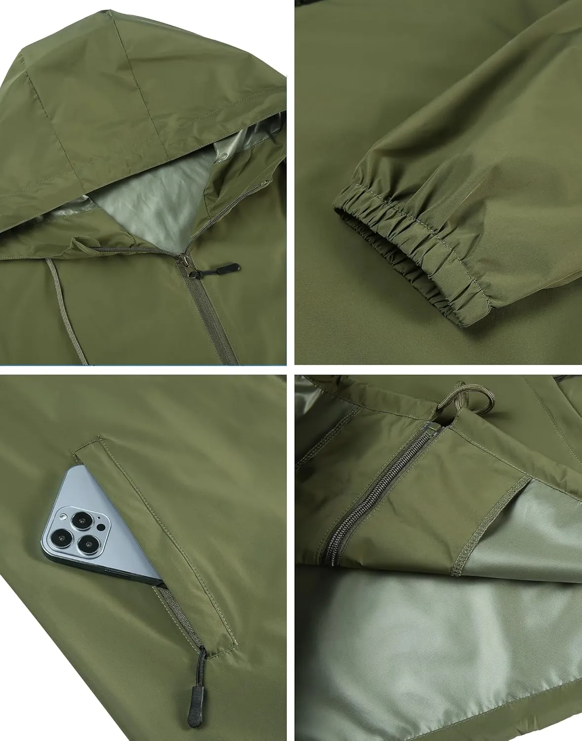 COOFANDY Rain Jacket Men Packable Waterproof Raincoat with Hood Lightweight Windbreaker for Hiking Cycling Golf