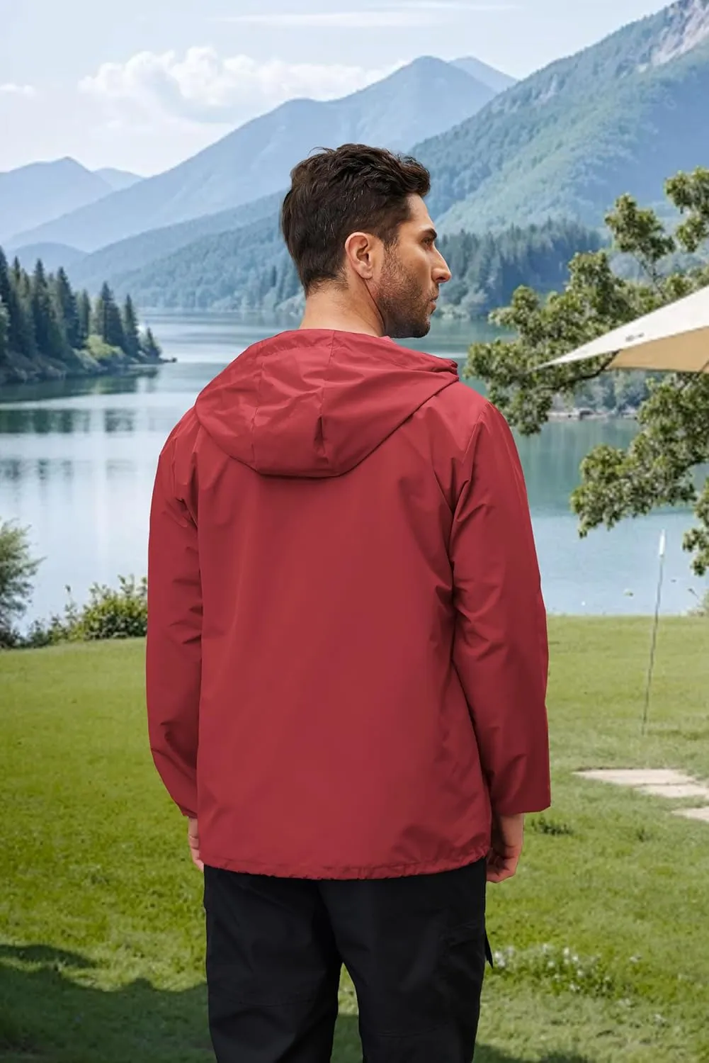 COOFANDY Rain Jacket Men Packable Waterproof Raincoat with Hood Lightweight Windbreaker for Hiking Cycling Golf
