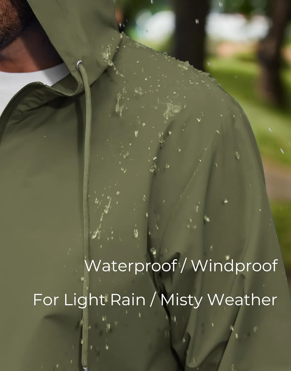 COOFANDY Rain Jacket Men Packable Waterproof Raincoat with Hood Lightweight Windbreaker for Hiking Cycling Golf