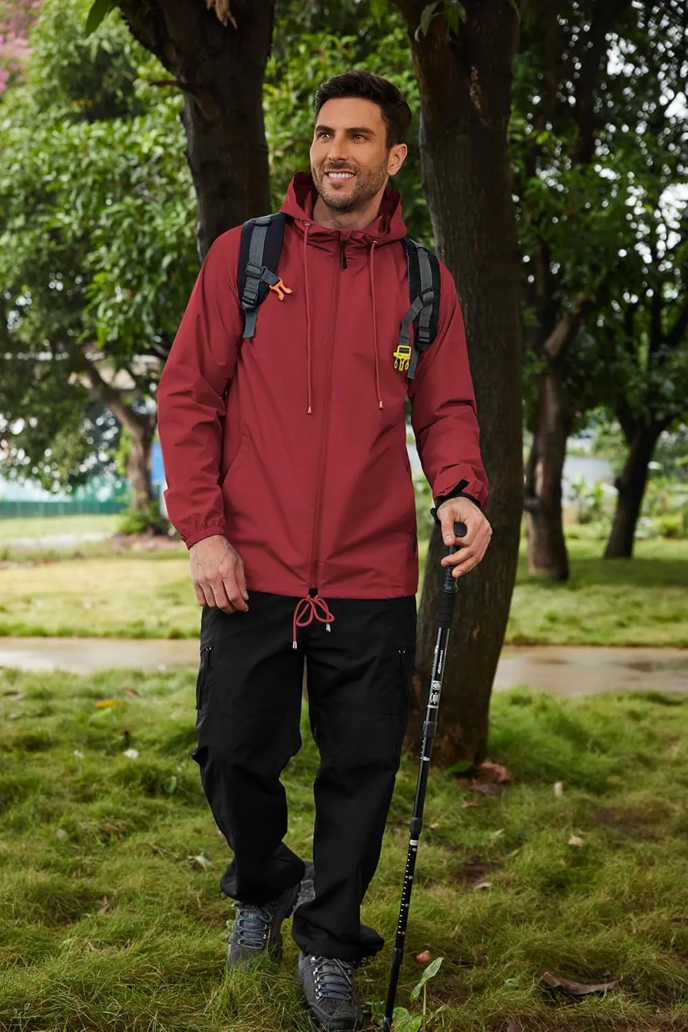 COOFANDY Rain Jacket Men Packable Waterproof Raincoat with Hood Lightweight Windbreaker for Hiking Cycling Golf