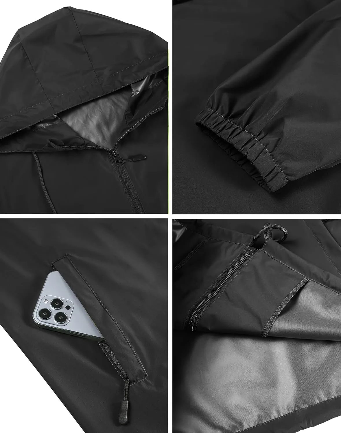COOFANDY Rain Jacket Men Packable Waterproof Raincoat with Hood Lightweight Windbreaker for Hiking Cycling Golf