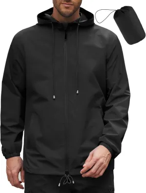 COOFANDY Rain Jacket Men Packable Waterproof Raincoat with Hood Lightweight Windbreaker for Hiking Cycling Golf