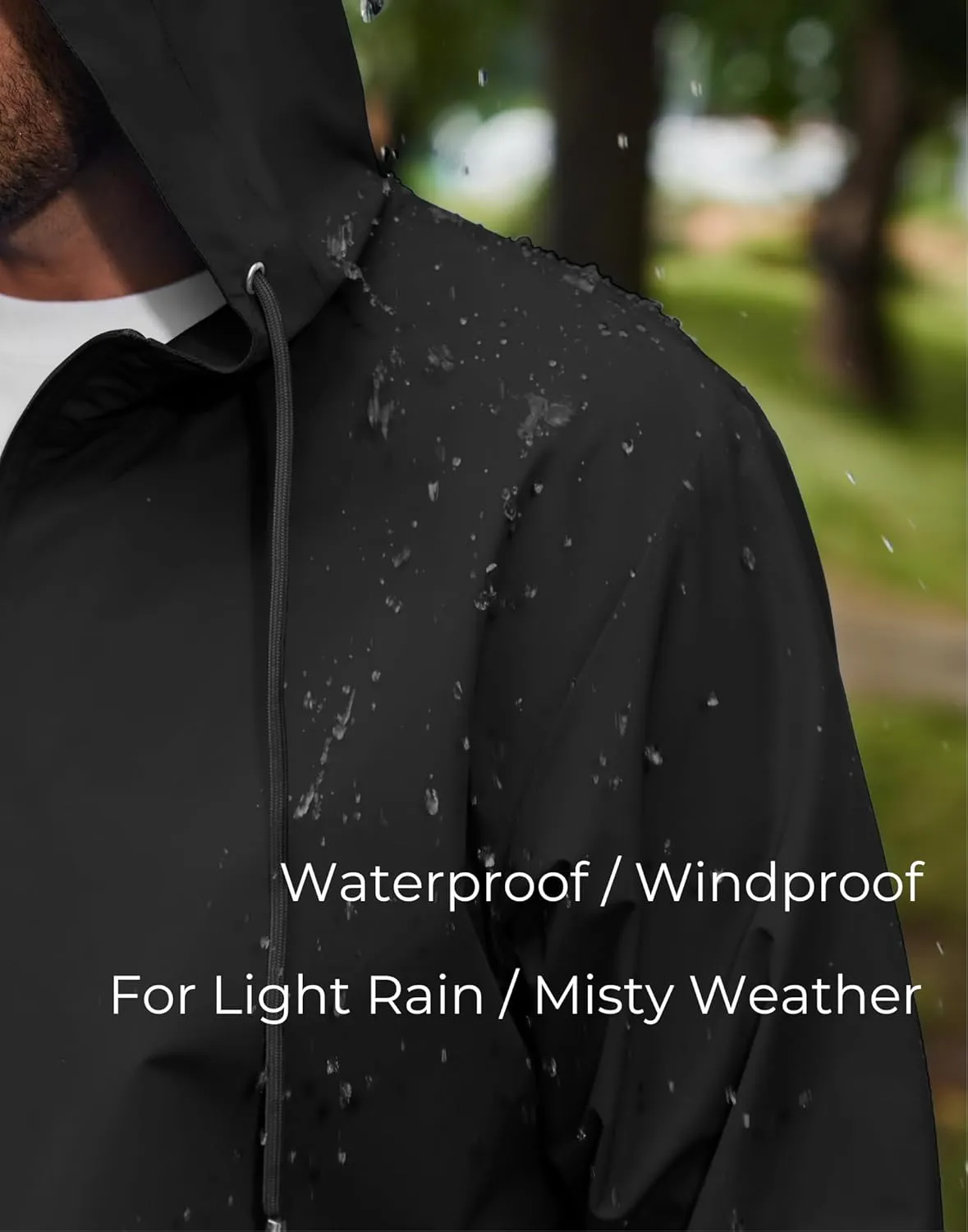 COOFANDY Rain Jacket Men Packable Waterproof Raincoat with Hood Lightweight Windbreaker for Hiking Cycling Golf