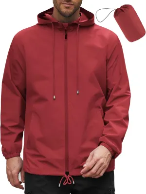 COOFANDY Rain Jacket Men Packable Waterproof Raincoat with Hood Lightweight Windbreaker for Hiking Cycling Golf